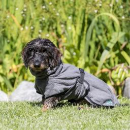 Badrock för Hund i Grå Frotté